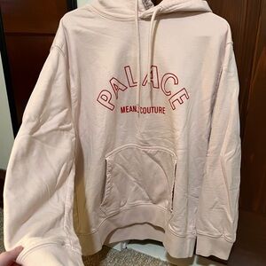 PALACE Men's Pink Hoodie with Red Accents